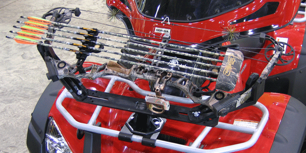 Bowkaddy ATV bow rack mounted on Honda four wheeler